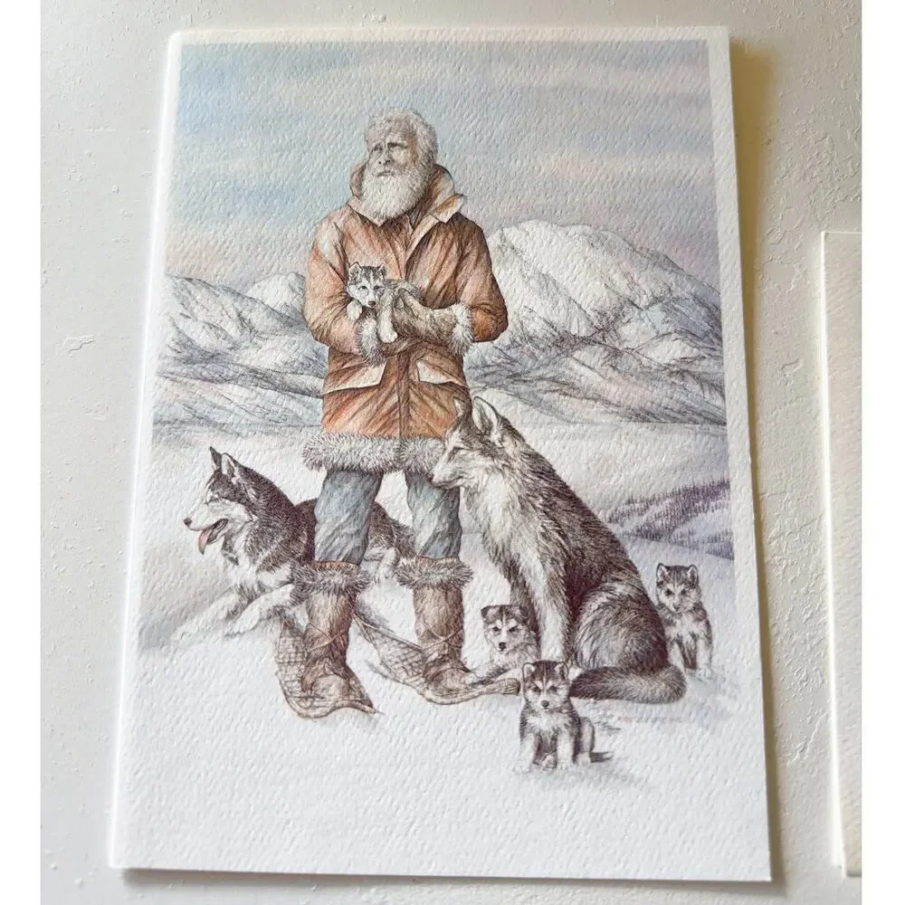 Vintage 80s Patti Lindstrand Alaskan Art Stationary Cards Eskimo Set of 11